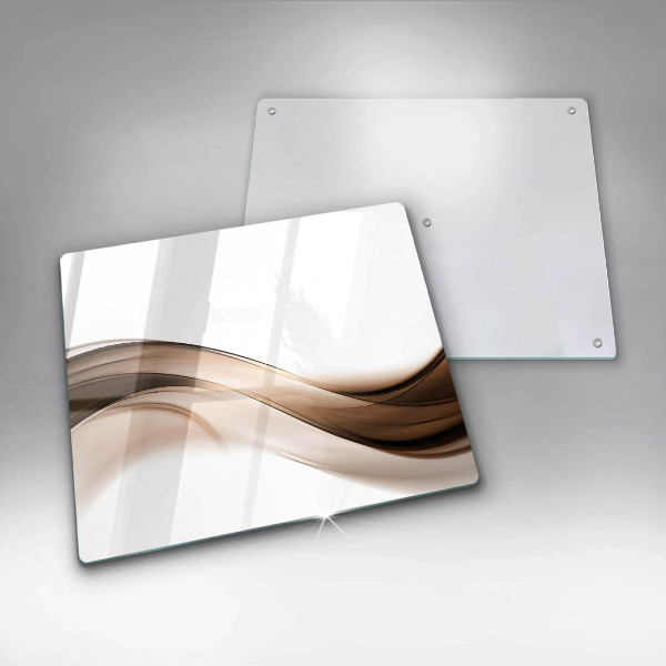 Cache plaque de cuisson Lignes brunes abstraites