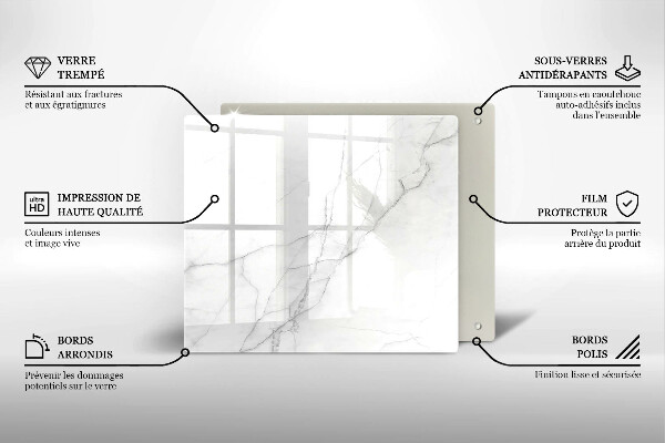 Cache plaque de cuisson Fond de pierre de marbre