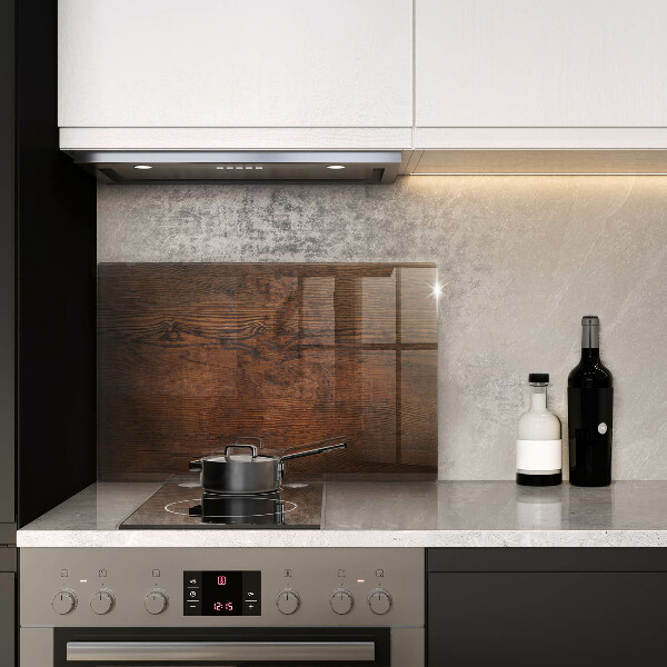 Protège plaque de cuisson Planche de bois foncé