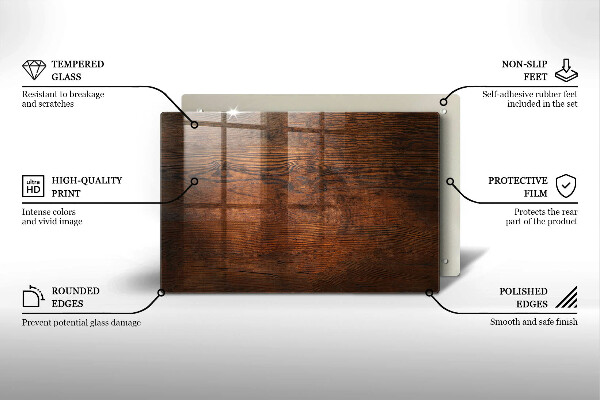 Protège plaque de cuisson Planche de bois foncé
