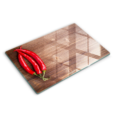Protège plaque de cuisson Piments sur bois