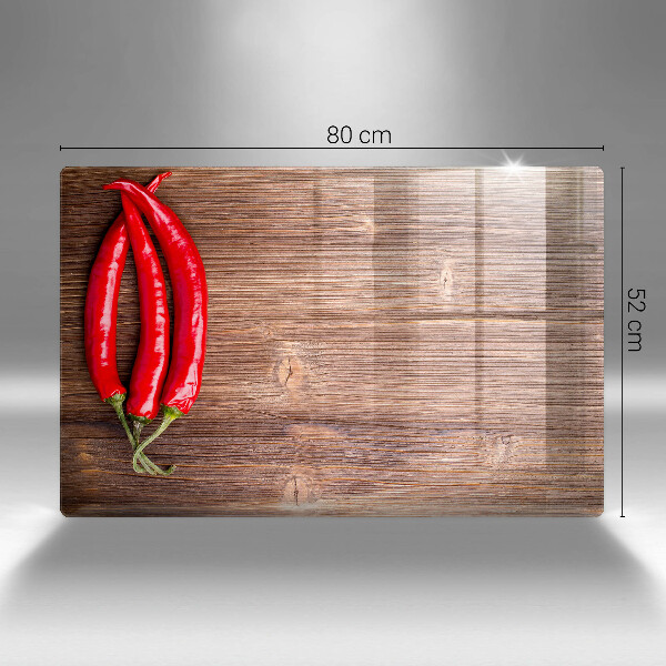 Protège plaque de cuisson Piments sur bois