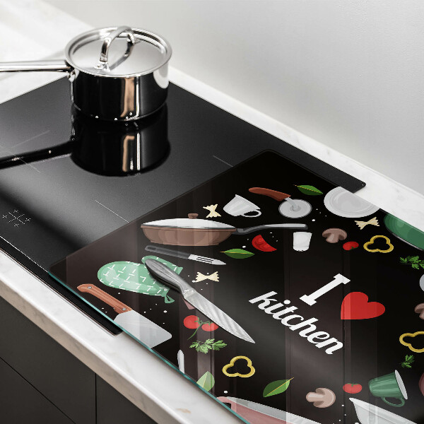 Protège plaque de cuisson Illustration J'aime la cuisine
