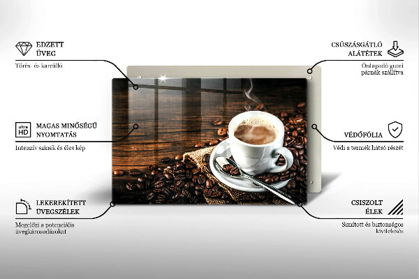 Protège plaque de cuisson Tasse et grains de café