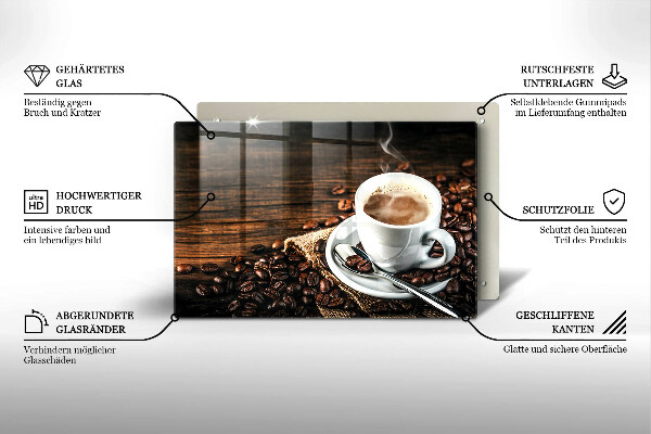 Protège plaque de cuisson Tasse et grains de café