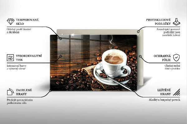 Protège plaque de cuisson Tasse et grains de café