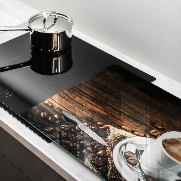 Protège plaque de cuisson Tasse et grains de café