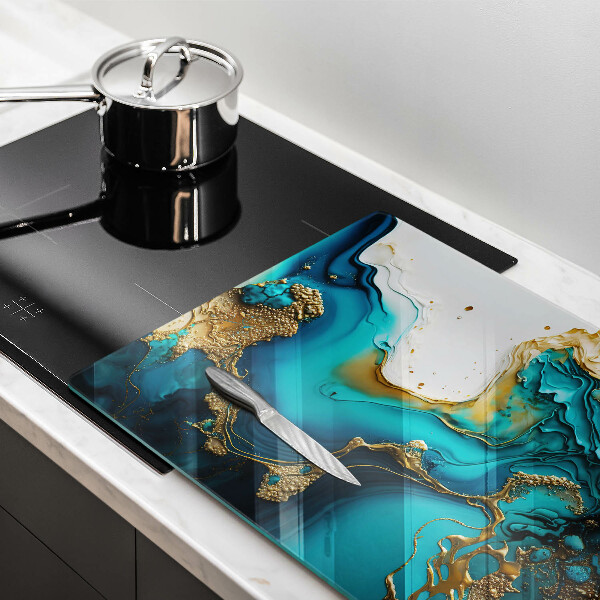Protection pour plaque de cuisson Abstraction turquoise
