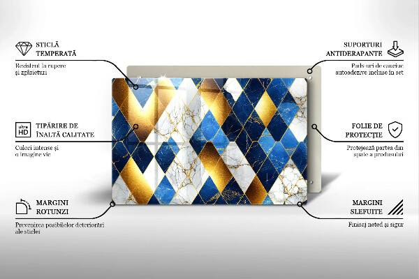 Protège plaque de cuisson Losanges de marbre doré