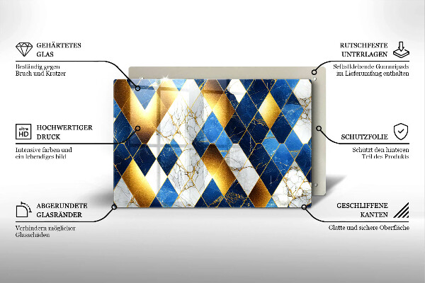 Protège plaque de cuisson Losanges de marbre doré