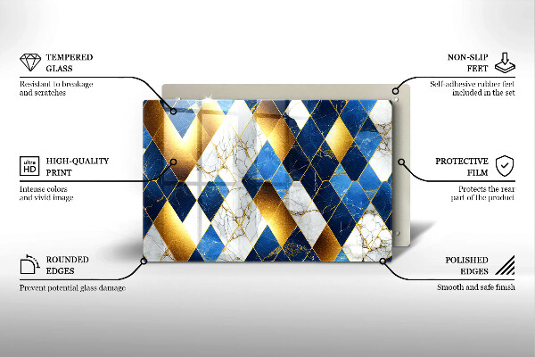 Protège plaque de cuisson Losanges de marbre doré