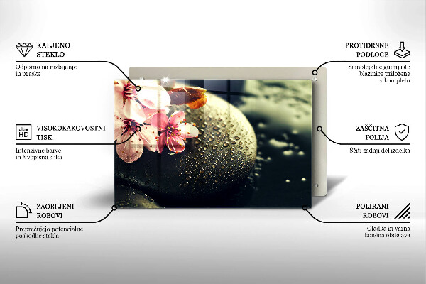 Protège plaque de cuisson Fleurs pierres zen