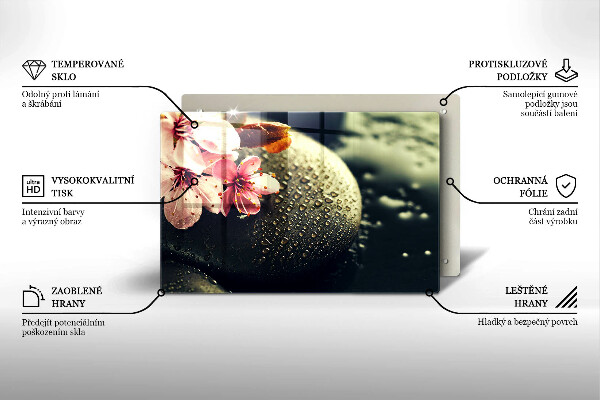 Protège plaque de cuisson Fleurs pierres zen