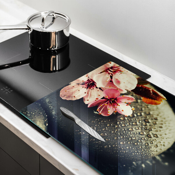 Protège plaque de cuisson Fleurs pierres zen