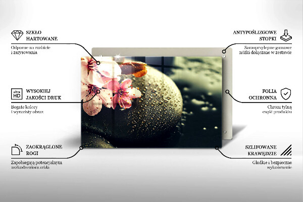 Protège plaque de cuisson Fleurs pierres zen