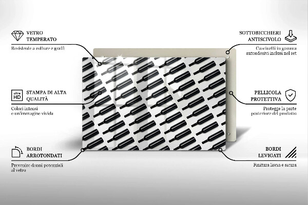 Protège plaque de cuisson Bouteilles de vin noir