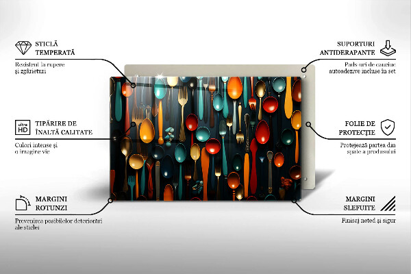 Protège plaque de cuisson Cuillères et fourchettes colorées