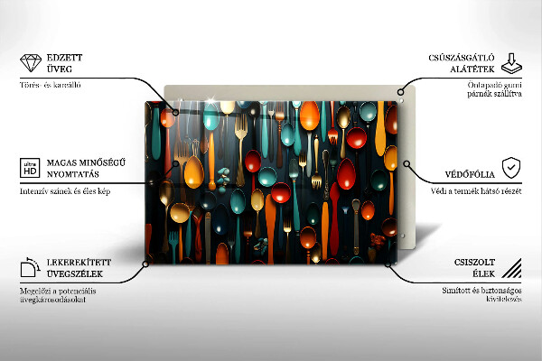 Protège plaque de cuisson Cuillères et fourchettes colorées