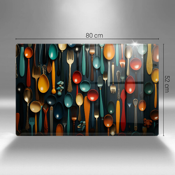 Protège plaque de cuisson Cuillères et fourchettes colorées