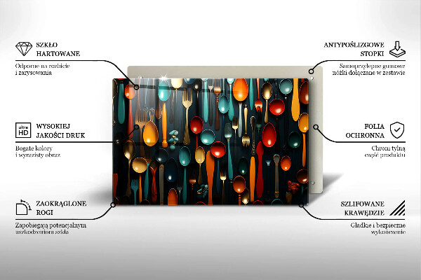 Protège plaque de cuisson Cuillères et fourchettes colorées