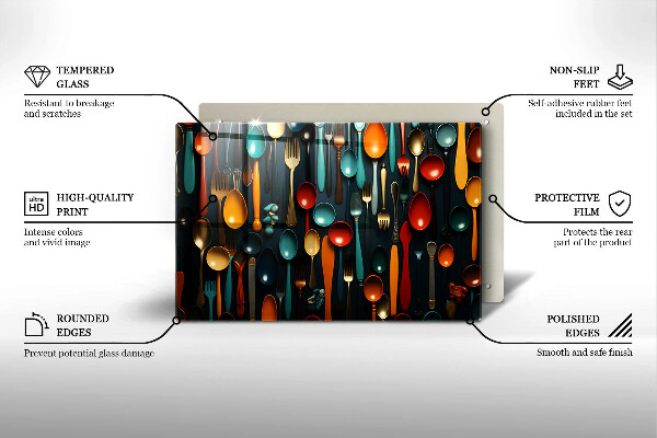 Protège plaque de cuisson Cuillères et fourchettes colorées