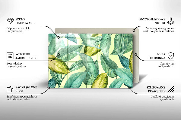 Protège plaque de cuisson Feuilles tropicales vertes