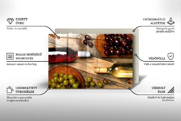 Protège plaque de cuisson Bouteilles de vin et raisins