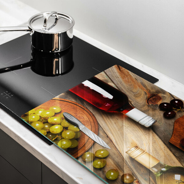 Protège plaque de cuisson Bouteilles de vin et raisins