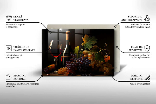 Protège plaque de cuisson Verre de vin et de raisins