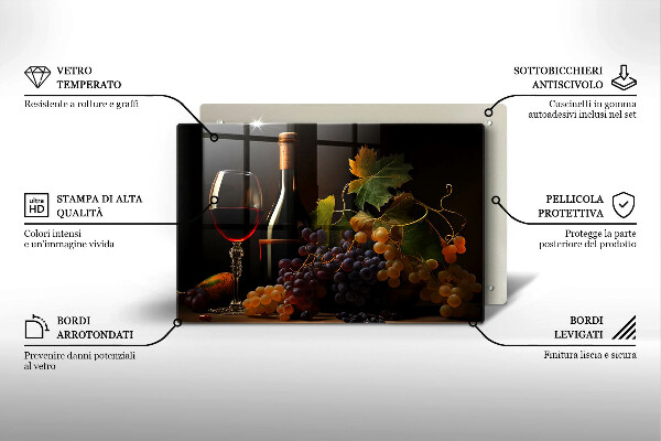 Protège plaque de cuisson Verre de vin et de raisins