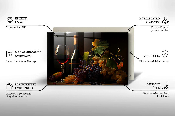 Protège plaque de cuisson Verre de vin et de raisins