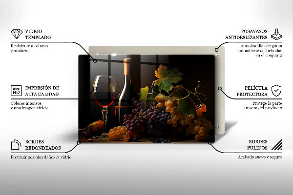 Protège plaque de cuisson Verre de vin et de raisins