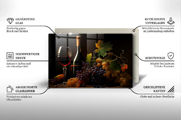 Protège plaque de cuisson Verre de vin et de raisins