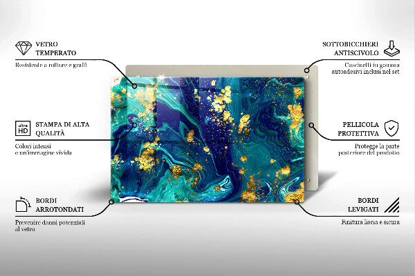 Protège plaque de cuisson Abstraction avec de l'or
