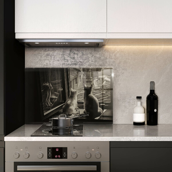 Protège plaque de cuisson Ville et fenêtre des chats
