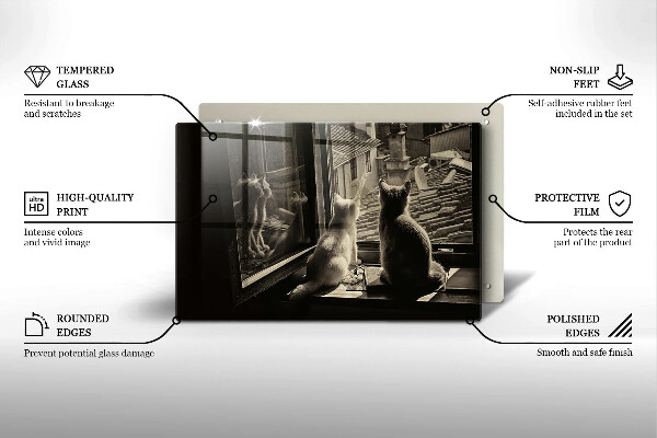 Protège plaque de cuisson Ville et fenêtre des chats