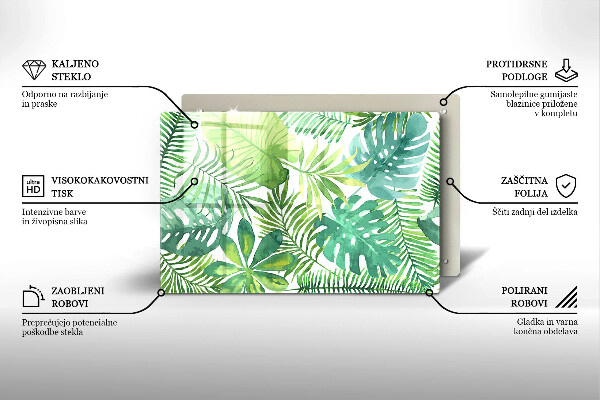 Protège plaque de cuisson Feuilles de boho aquarelle