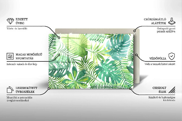 Protège plaque de cuisson Feuilles de boho aquarelle