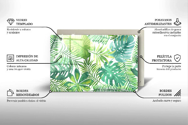 Protège plaque de cuisson Feuilles de boho aquarelle