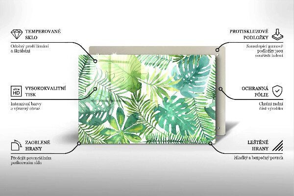 Protège plaque de cuisson Feuilles de boho aquarelle