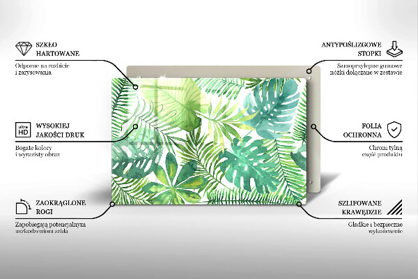 Protège plaque de cuisson Feuilles de boho aquarelle