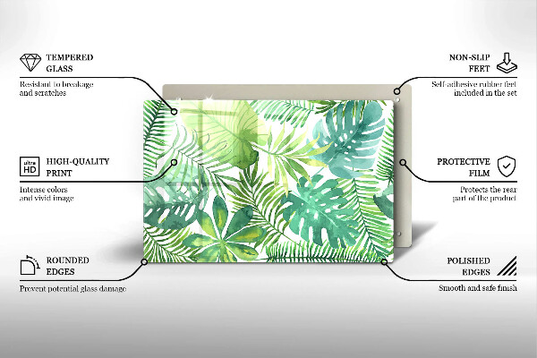 Protège plaque de cuisson Feuilles de boho aquarelle