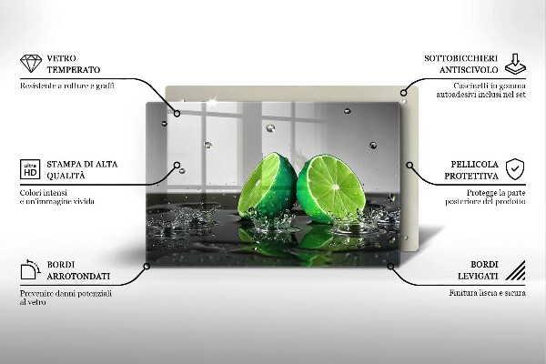 Protège plaque de cuisson Citrons verts juteux et eau