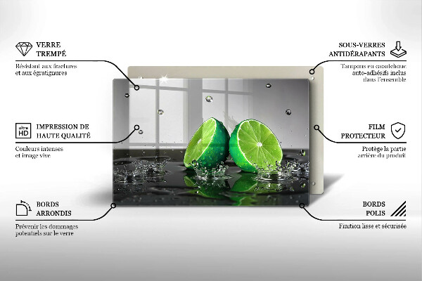 Protège plaque de cuisson Citrons verts juteux et eau