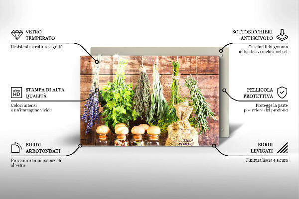 Protège plaque de cuisson Herbes épices et bois