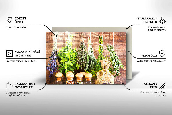 Protège plaque de cuisson Herbes épices et bois