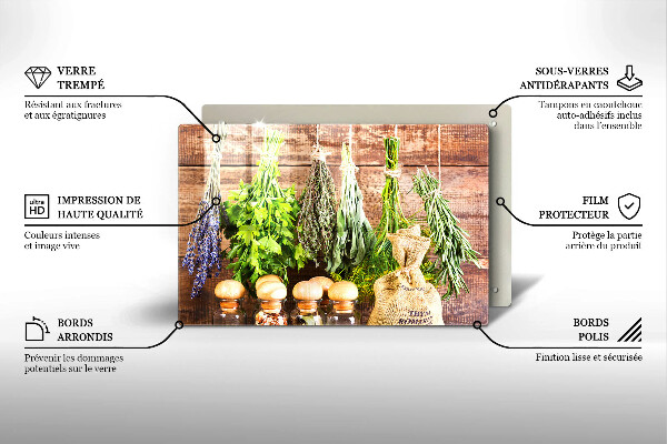 Protège plaque de cuisson Herbes épices et bois