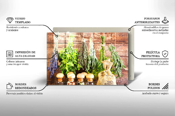 Protège plaque de cuisson Herbes épices et bois