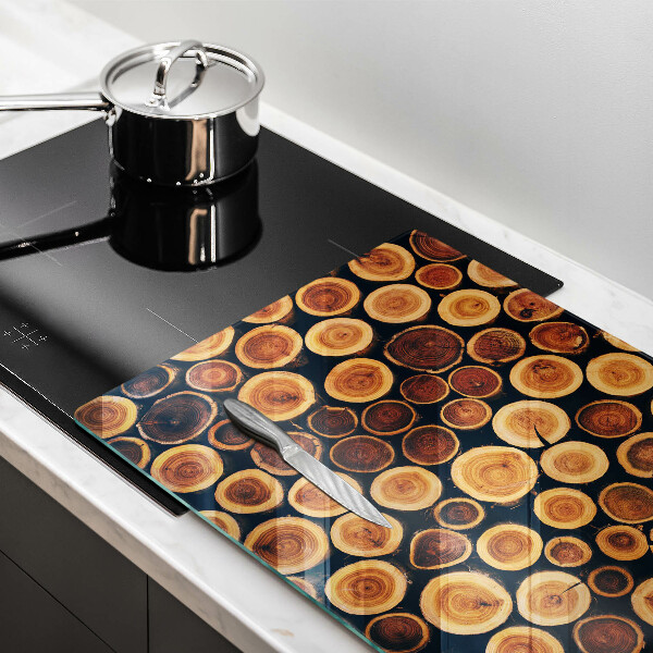 Protège plaque de cuisson Des souches d'arbres en bois