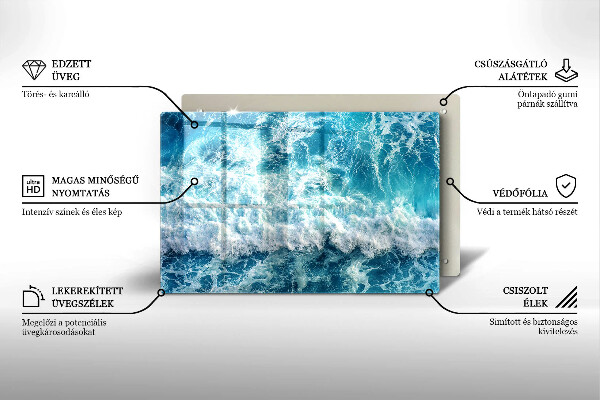 Protège plaque de cuisson Vagues d'eau de mer